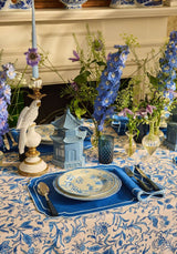 Elegant Casa by Josephine Jenno cotton tablecloth in floral print, enhancing a beautifully set dining table