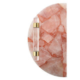 Orsina Quartz Tray in Pink with Elegant Gold Handle for Stylish Home Decor