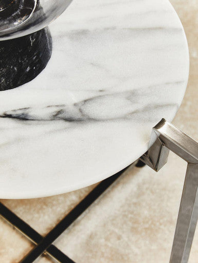 Stylish Orsina Side Table with a marble top and sleek metal base, perfect for modern interiors