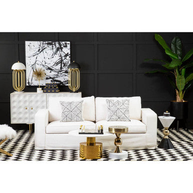 Stylish living room featuring Orsina Diamond Design Cushion on a white sofa with modern decor