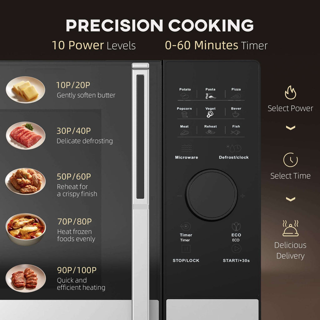 HOMCOM 23L Digital Microwave Oven with Auto Cook, 10 Levels, Eco Mode HOMCOM
