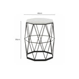 Orsina Hexagonal Side Table with a Stylish Metal Frame and Marble Top, 40cm wide and 55cm high