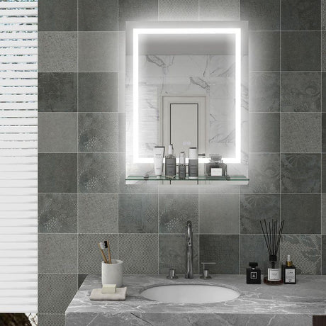 Dimmable Bathroom Mirror with LED Lights, 3 Colours, Defogging Film kleankin