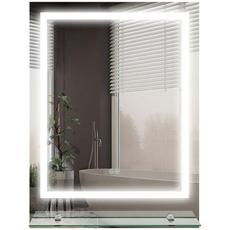 Dimmable Bathroom Mirror with LED Lights, 3 Colours, Defogging Film kleankin
