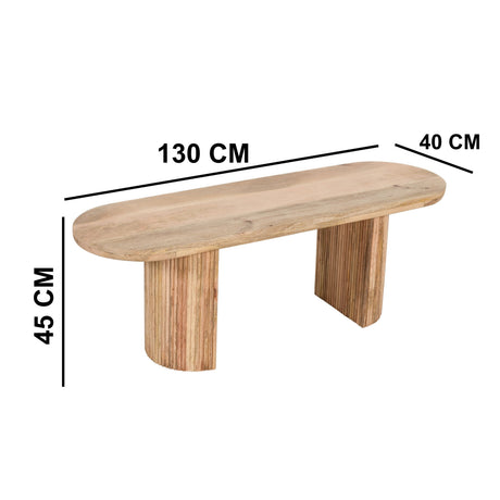 Verty Furniture Dining Bench made of natural wood with a modern oval shape and sturdy legs