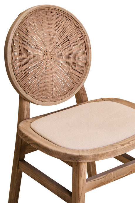 Orsina Dining Chair with Rattan Backrest and Soft Beige Cushion for Modern Interiors