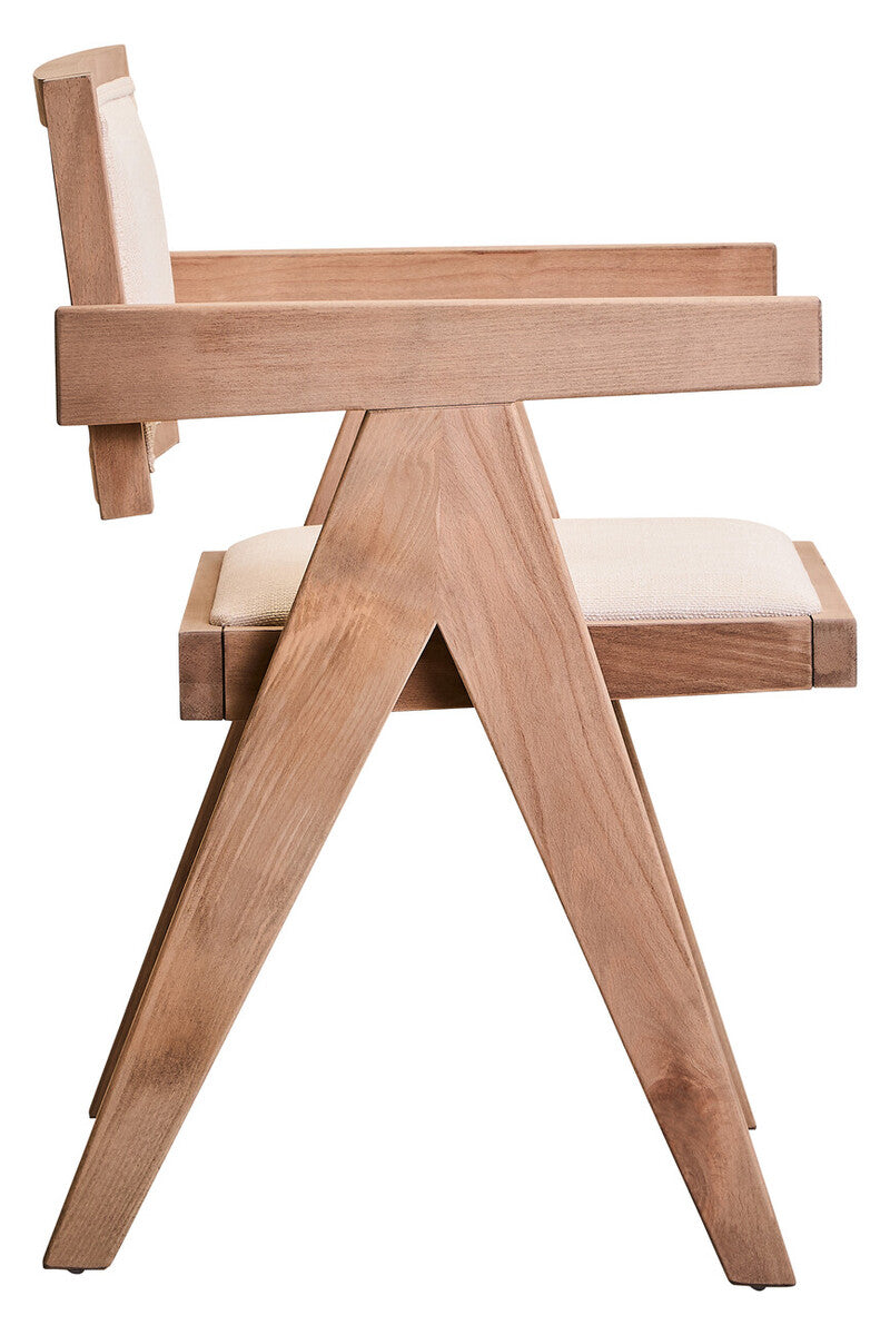 Orsina Dining Chair in natural wood with comfortable upholstery and stylish armrest design