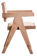 Orsina Dining Chair in natural wood with comfortable upholstery and stylish armrest design