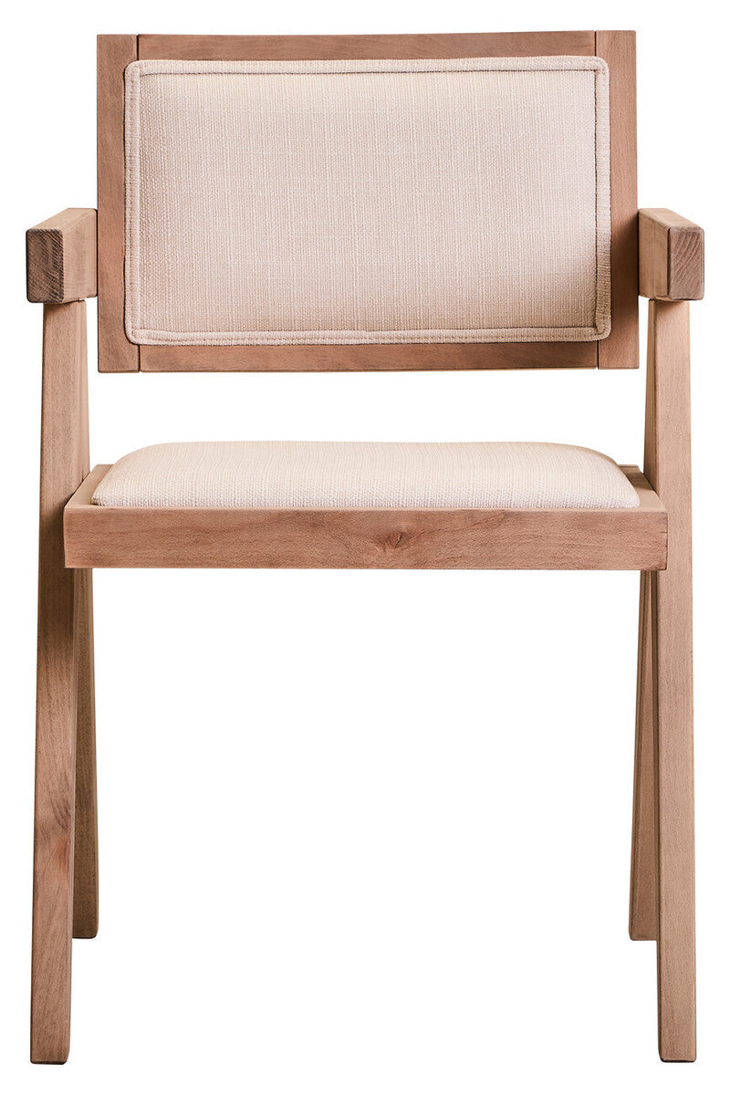 Orsina Dining Chair with Natural Wood Frame and Cream Upholstered Seat for Modern Interiors