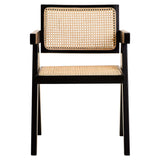 Orsina Modern Dining Chair with a Black Frame and Natural Cane Backrest for Stylish Dining Spaces