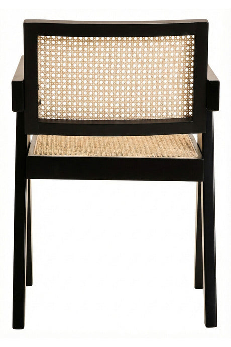 Orsina Dining Chair with Black Frame and Caned Backrest for Elegant Dining Spaces