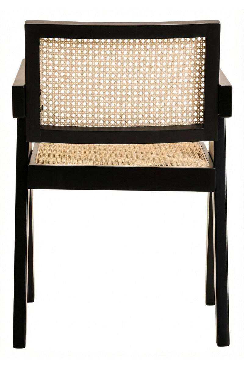 Orsina Dining Chair with Black Frame and Caned Backrest for Elegant Dining Spaces