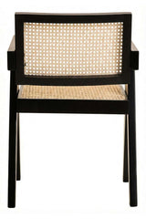 Orsina Dining Chair with Black Frame and Caned Backrest for Elegant Dining Spaces