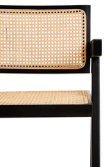 Orsina Dining Chair with Black Frame and Natural Cane Backrest for Stylish Dining Rooms