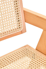 Orsina Dining Chair with natural wood finish and woven cane seat for a modern dining space