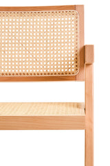 Orsina Dining Chair with Natural Wood Frame and Cane Backrest for Modern Dining Spaces