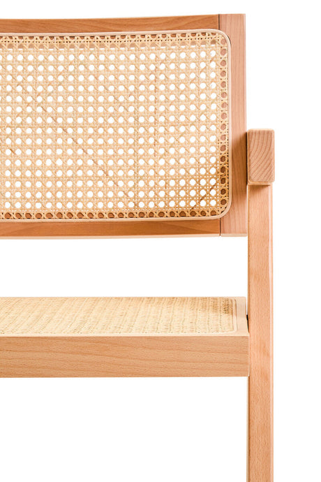Orsina Dining Chair with Natural Wood Frame and Cane Backrest for Modern Dining Spaces