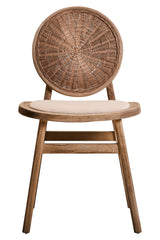 Orsina Dining Chair with Rattan Backrest and Soft Cushioned Seat for Stylish Dining Rooms