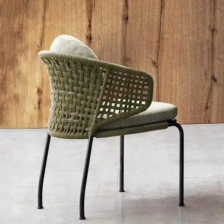 Nisu Home Stylish Dining Chair with Woven Backrest and Soft Upholstery for Modern Interiors