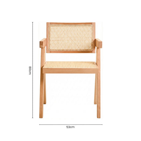 Orsina Dining Chair with Natural Wood Frame and Woven Cane Backrest for Modern Interiors