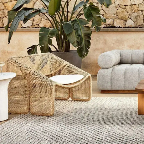 Stylish Nisu Home Dining Chair with a unique woven design, ideal for modern dining spaces