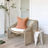 Nisu Home Stylish Dining Chair with Rattan Weave and Comfortable Cushion in Neutral Tones