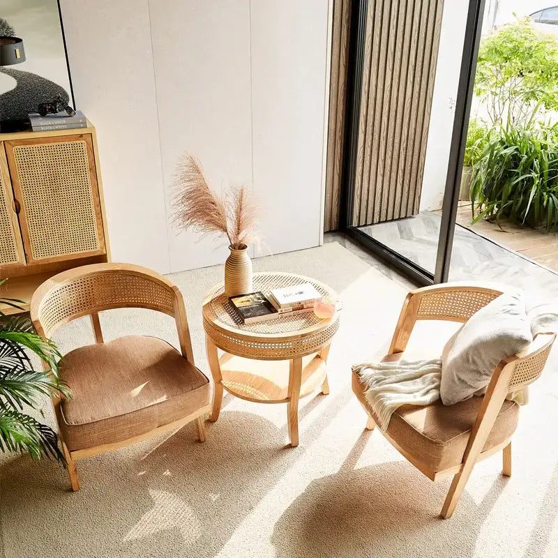 Nisu Home Natural Wood Dining Chair Set with Soft Cushions for Stylish Dining Spaces
