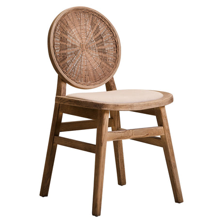 Orsina Dining Chair in natural wood with a woven back design for a stylish dining space
