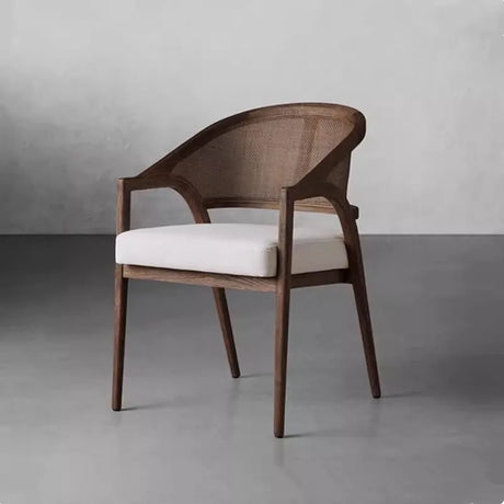 Nisu Home Dining Chair with a wooden frame and comfortable white cushion for modern interiors