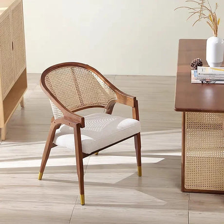 Nisu Home Dining Chair with Rattan Back and Comfortable Seat, Perfect for Modern Interiors