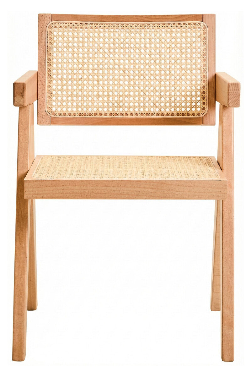 Orsina Dining Chair with Natural Wood Finish and Cane Backrest for Stylish Dining Spaces