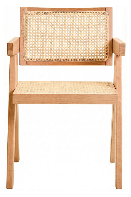 Orsina Dining Chair with Natural Wood Finish and Cane Backrest for Stylish Dining Spaces