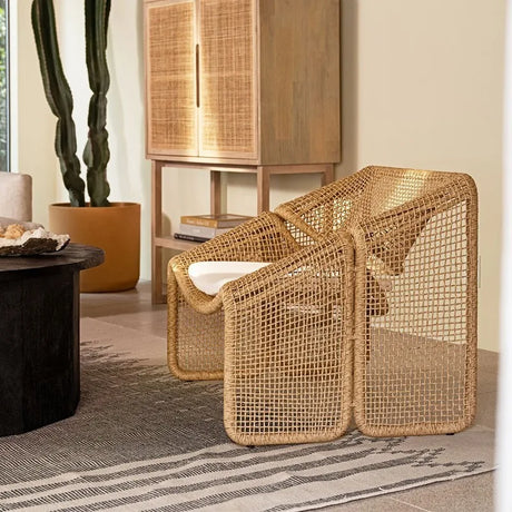 Nisu Home Dining Chair in woven rattan design, perfect for stylish living spaces