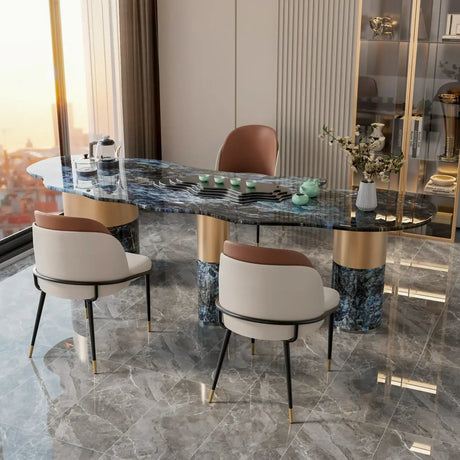Klassyx elegant dining chairs with stylish design around a modern marble dining table