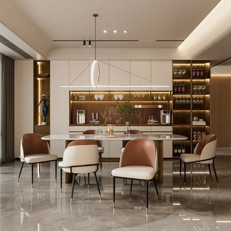 Klassyx modern dining chairs in a stylish kitchen setting with a round dining table