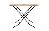 MINT Outdoor Round Dining Set with a Wooden Top and Black Metal Frame for Patios