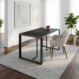 Decortie modern dining table with minimalistic design and sturdy black frame in a bright dining room