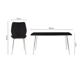 Orsina Dining Table and Chair Set with Black Finish and Chrome Legs for Modern Dining Spaces