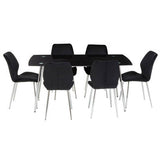 Orsina Black Dining Table and Chair Set with Stylish Chrome Legs for Modern Dining Spaces