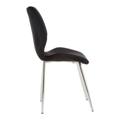 Stylish black dining chair with chrome legs, perfect for modern dining table setups