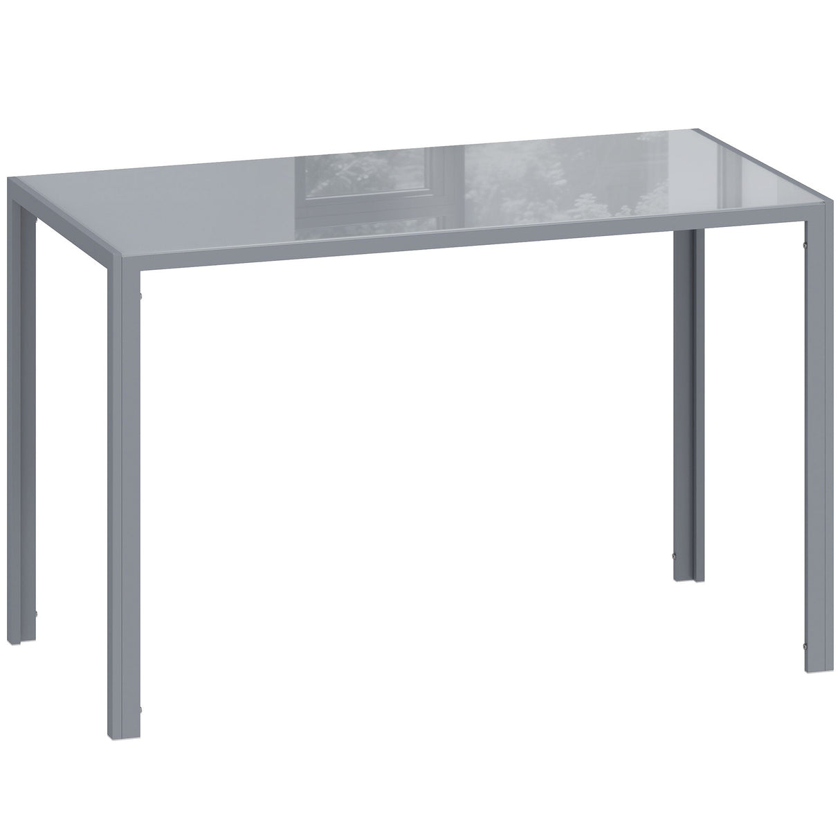 Modern Grey Dining Table with a Sleek Glass Surface for Contemporary Home Decor
