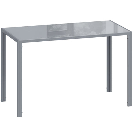 Modern Grey Dining Table with a Sleek Glass Surface for Contemporary Home Decor