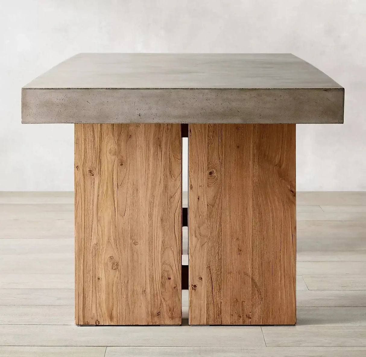 Nisu Home Modern Dining Table with a Concrete Top and Wooden Base for Stylish Dining Rooms
