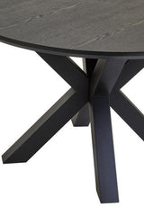 Orsina Round Dining Table with a Stylish Cross-Base Design and Dark Finish for Modern Interiors