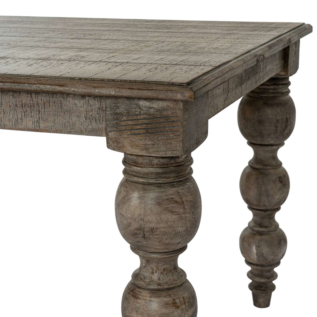 Rustic Shades 4 Seasons dining table with carved wooden legs and a textured finish