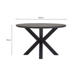 Orsina Round Dining Table with a Black Finish and Sturdy Crossed Legs, 120cm in Diameter