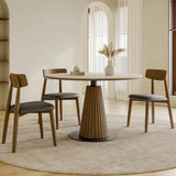 Nisu Home Modern Dining Table with Round Top and Stylish Base, Surrounded by Four Chairs