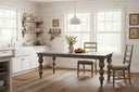 Shades 4 Seasons rustic dining table with turned legs in a bright kitchen setting