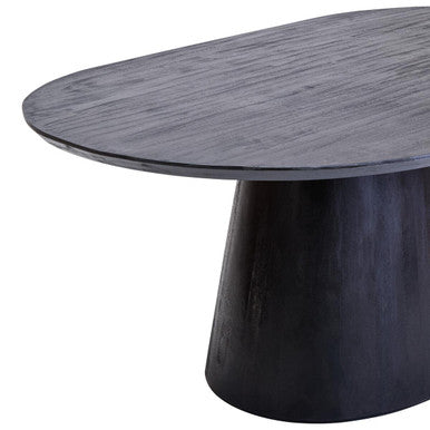 Perdoba Oval Mango Wood Black Finish Dining Table Orsina