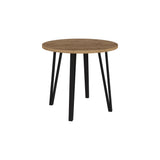 Decortie Round Dining Table with Wooden Top and Black Legs for Stylish Dining Rooms